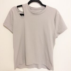 Stone gray Nine West Active exercise short sleeve top